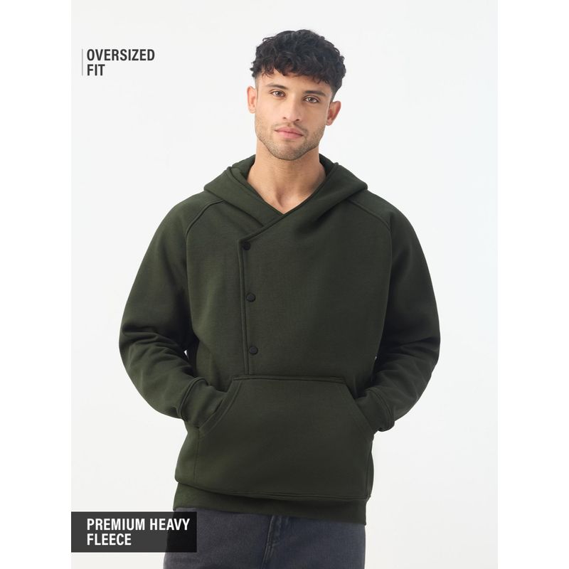 The Souled Store Oversized Olive Terrain Mens Oversized Hoodie (L)