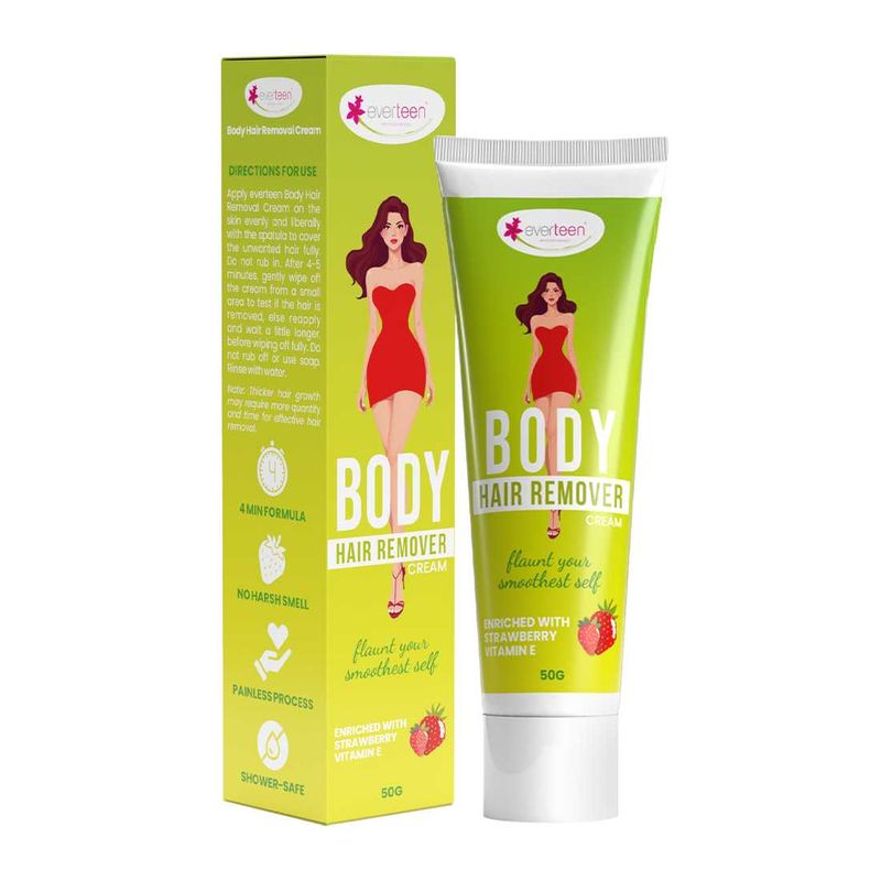 Everteen Body Hair Remover Cream - Strawberry, Vitamin E & Almond Oil