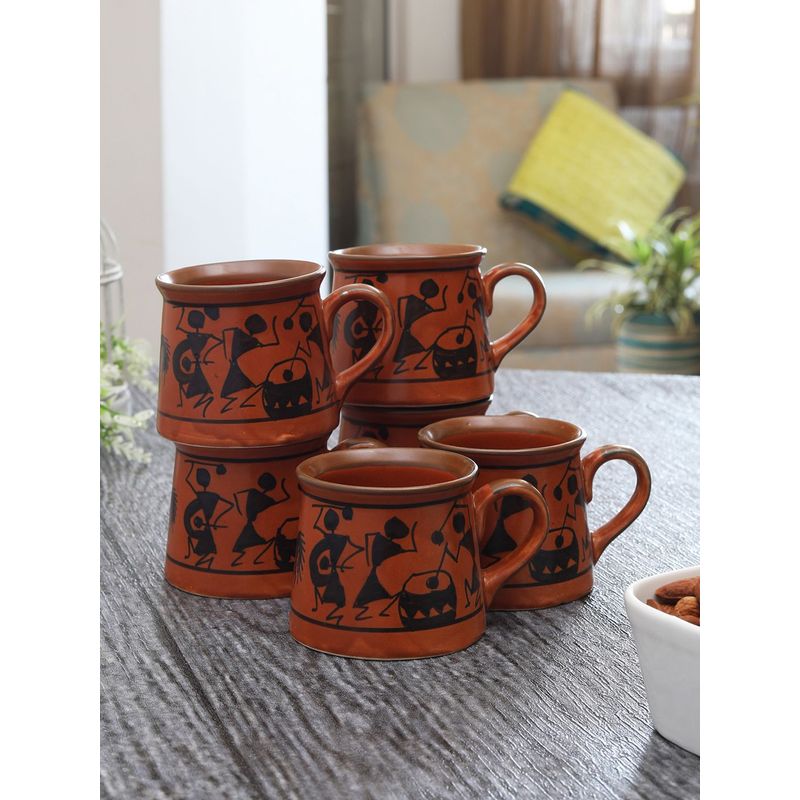 MIAH Decor Warli Handpainted Ceramic Coffee Mug