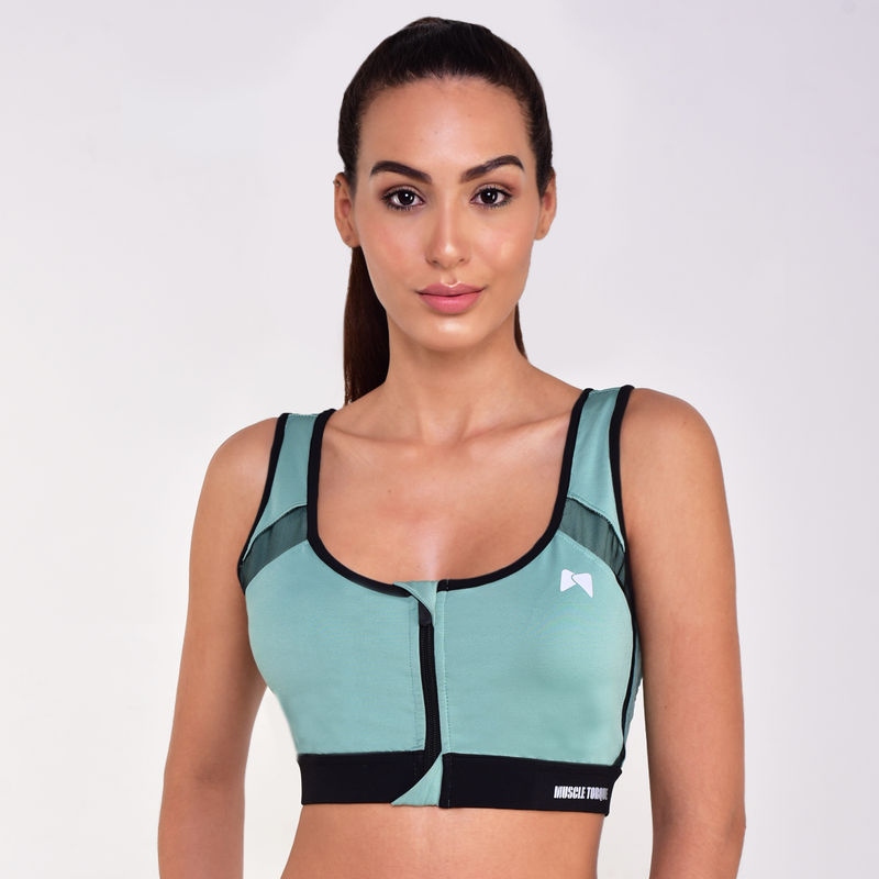 Muscle Torque Padded NonWired Activewear Front Zip Removable Padding