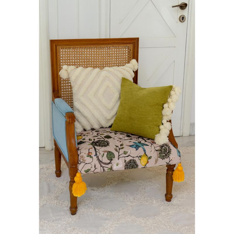 THROW PILLOW Lemon Bird With Yellow Corner Tassels Sofa Cover (1 Seater)