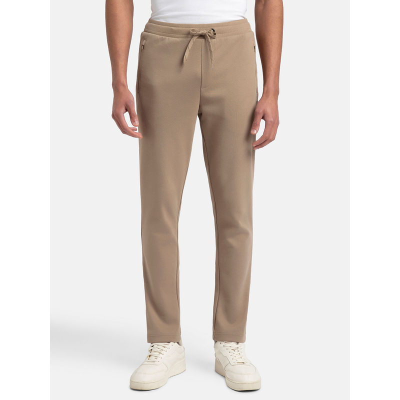 Jockey Am44 Men's Super Combed Cotton Rich Pique Slim Fit Trackpant - Beige (M)