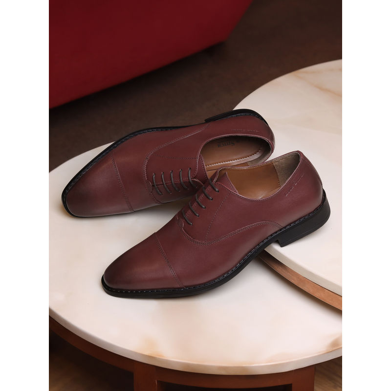Louis Stitch Men Maroon Premium Egyptian Crust Leather Formal Oxfords (UK 8)