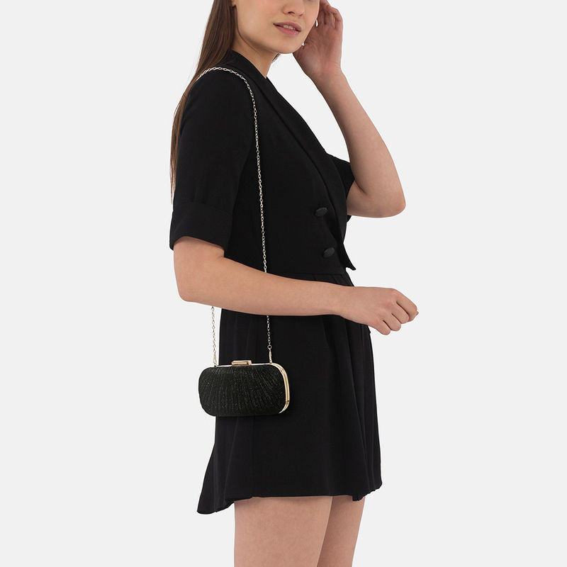 Twenty Dresses By Nykaa Fashion Plush Play Black Clutch At Nykaa Com
