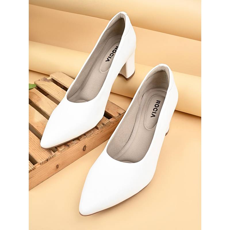 ROCIA White Women Classic Pump Heels (EURO 36)