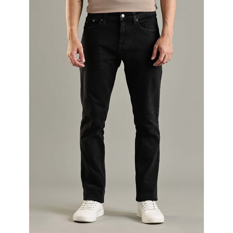 Tommy Hilfiger Black Cotton Slim Fit Mid Rise Jeans (30)