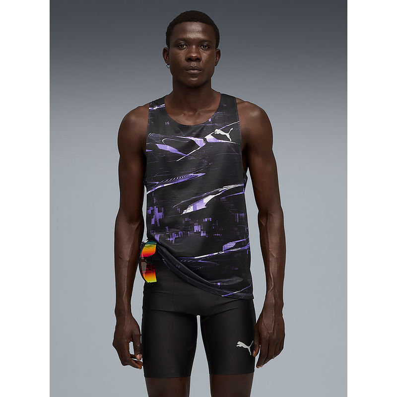 Puma Raceday Men Purple Ultra Breathable Printed Singlet Tank (M)
