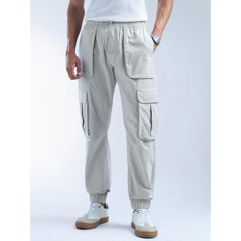 Flying Machine Grey Solid Relaxed Fit Joggers (36)