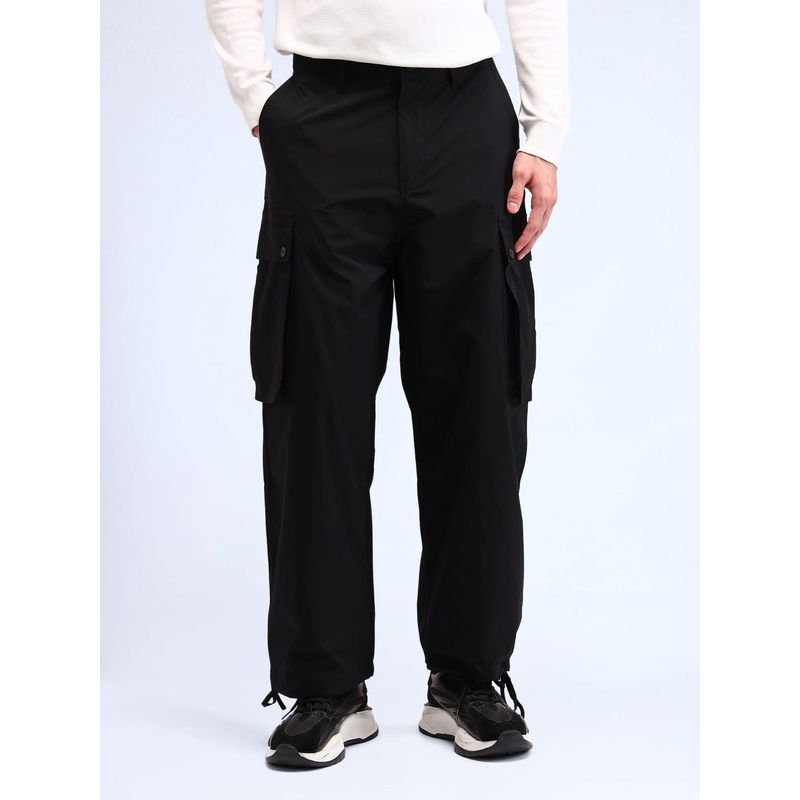 Flying Machine Black Solid Relaxed Fit Cargo (30)