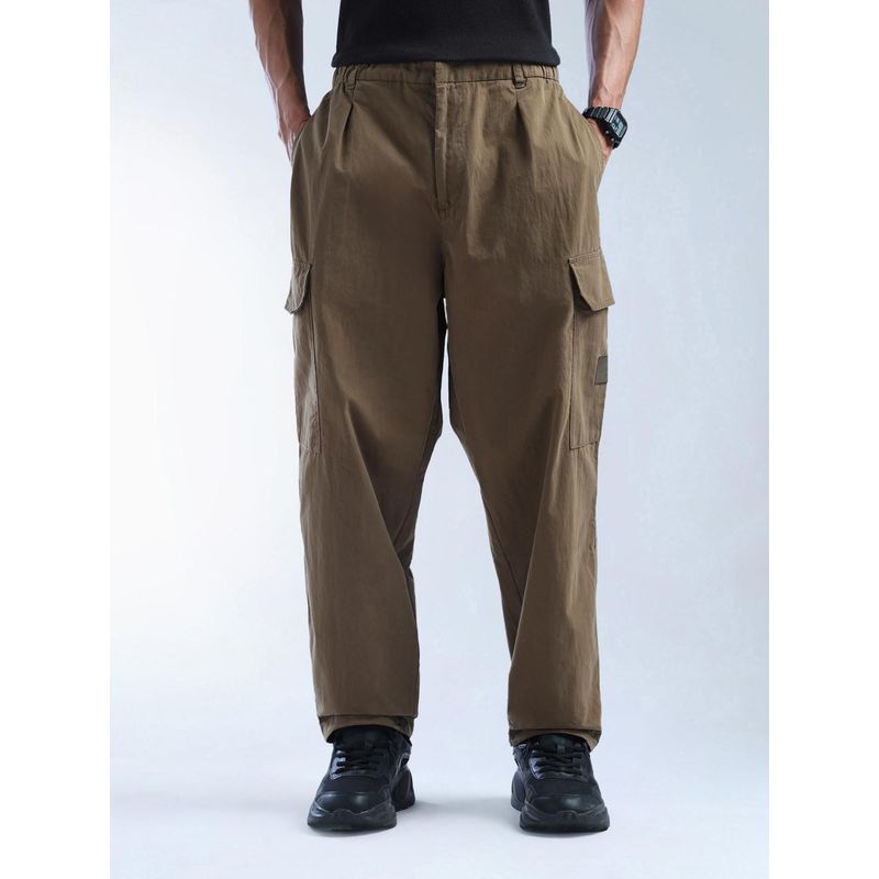 Flying Machine Brown Mid Rise Cobain Loose Fit Cargo (32)