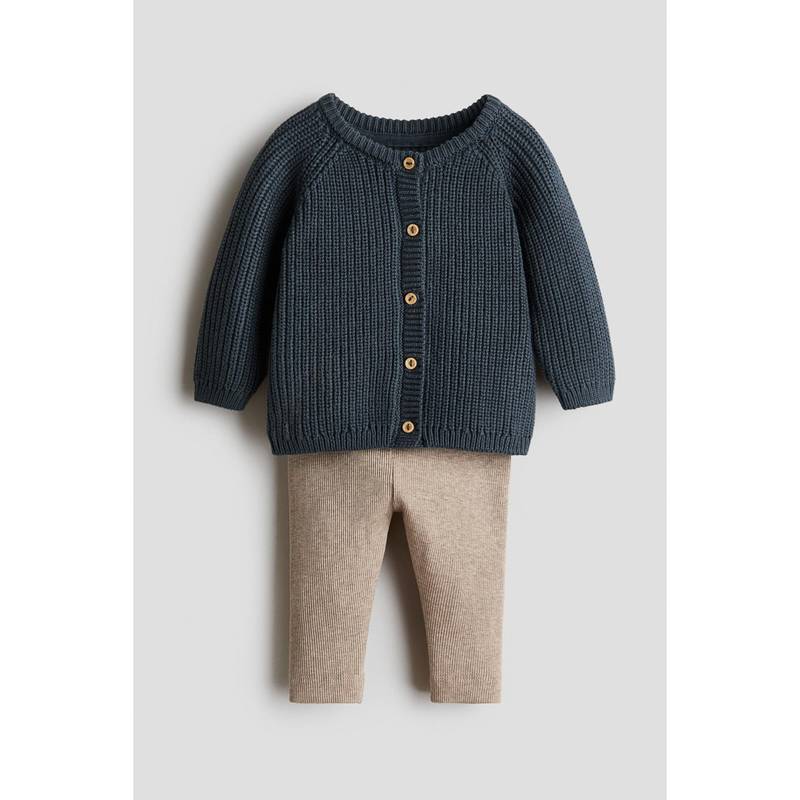H&M Kids Blue 2-Piece Cotton-Knit Set (0-1 Months)