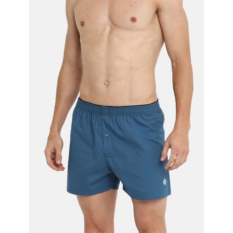 ALMO Cotton Solid Inner Boxer For Men Teal (M)