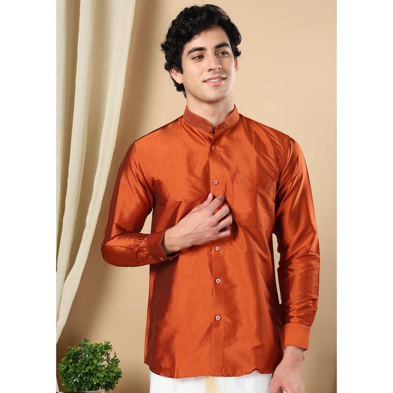 TATTVA Men Copper Solid Shirt (36)