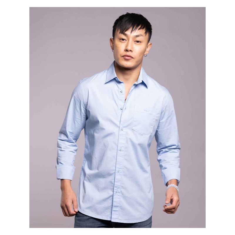 ROOKIES Winter Sky Blue Full Sleeves Solid Shirt (Rjs2117C) (L)