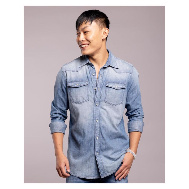 ROOKIES Winter Med Blue Full Sleeves Denim Shirt (Rjs2422) (2XL)