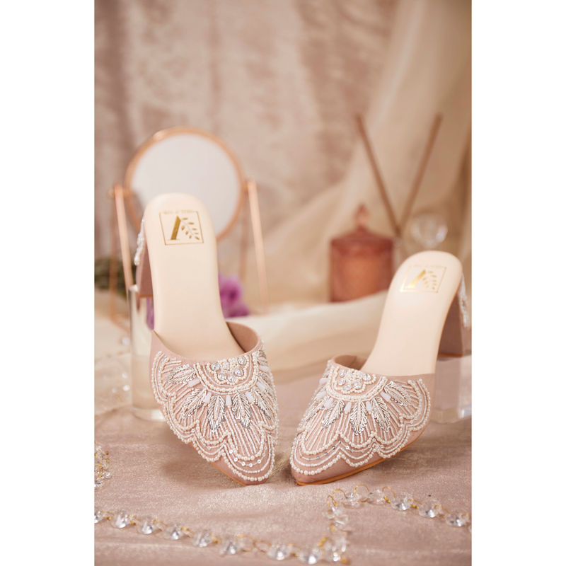 House of Vian Women Nude Estelle Heeled Mules (EURO 36)