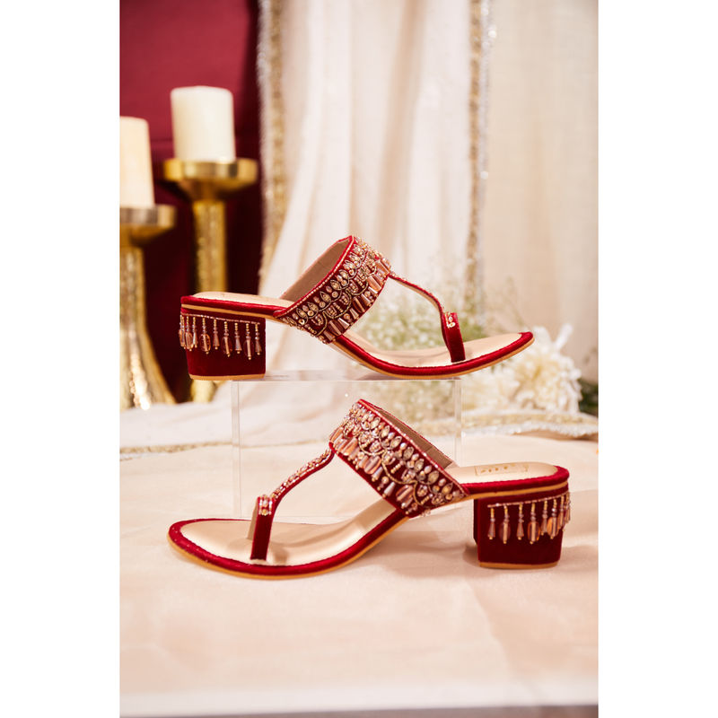 House of Vian Women Red Zahra Block Heels (EURO 37)