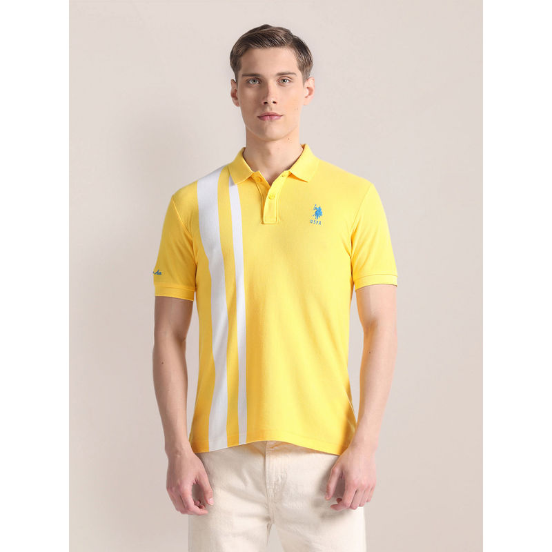 U.S. POLO ASSN. Vertical Stripe Cotton Polo T-Shirt (L)