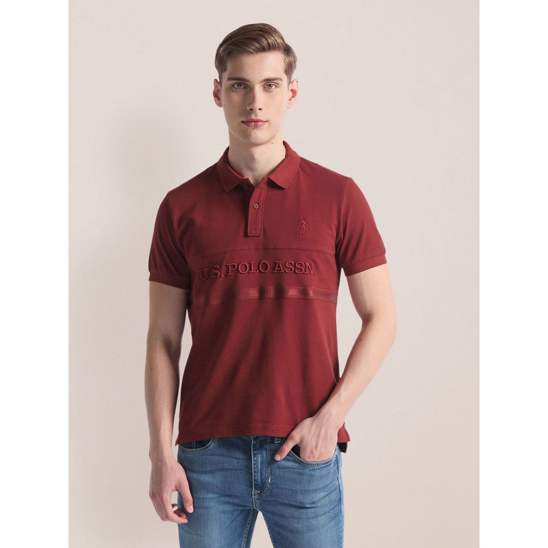 U.S. POLO ASSN. Brand Embroidered Slim Polo T-Shirt (M)