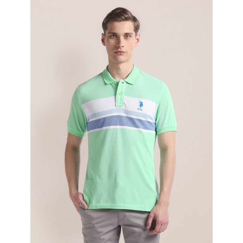 U.S. POLO ASSN. Horizontal Stripe Slim Polo T-Shirt (S)