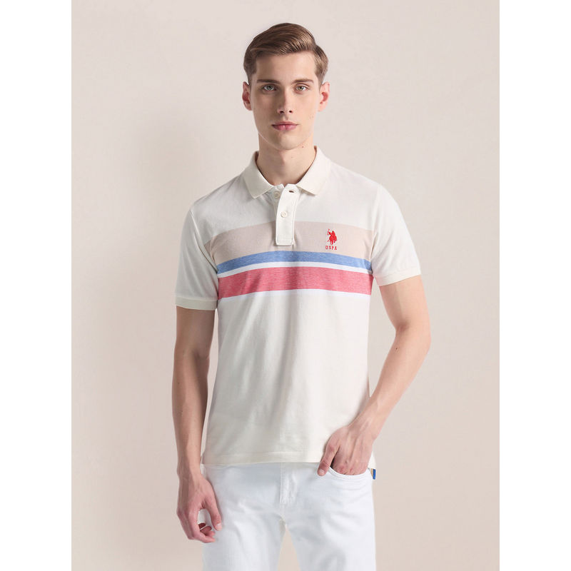 U.S. POLO ASSN. Horizontal Stripe Slim Polo T-Shirt (XL)