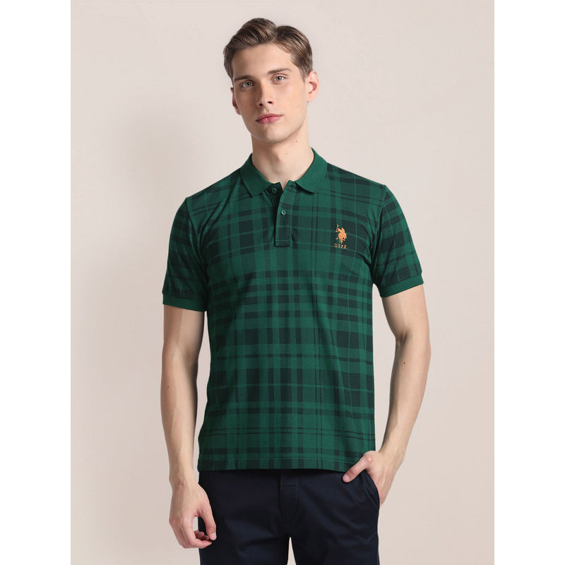 U.S. POLO ASSN. Check Pique Polo T-Shirt (L)