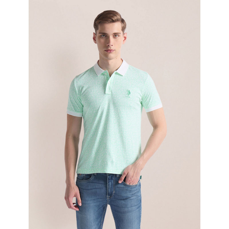 U.S. POLO ASSN. Tropical Print Logo Polo T-Shirt (S)
