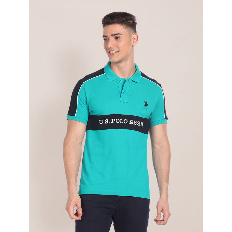 U.S. POLO ASSN. Brand Embroidered Cotton Polo T-Shirt (L)