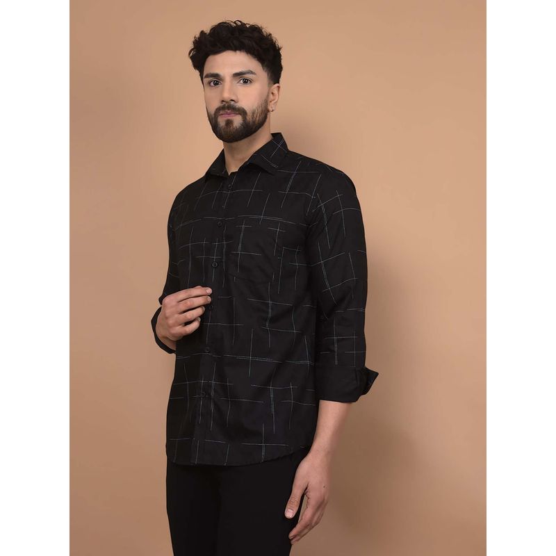 CRIMSOUNE CLUB Men's Black Printed Shirt (L)