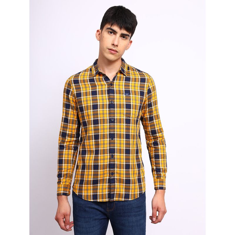 Lee Mens Checked Yellow Shirt (Slim) (S)