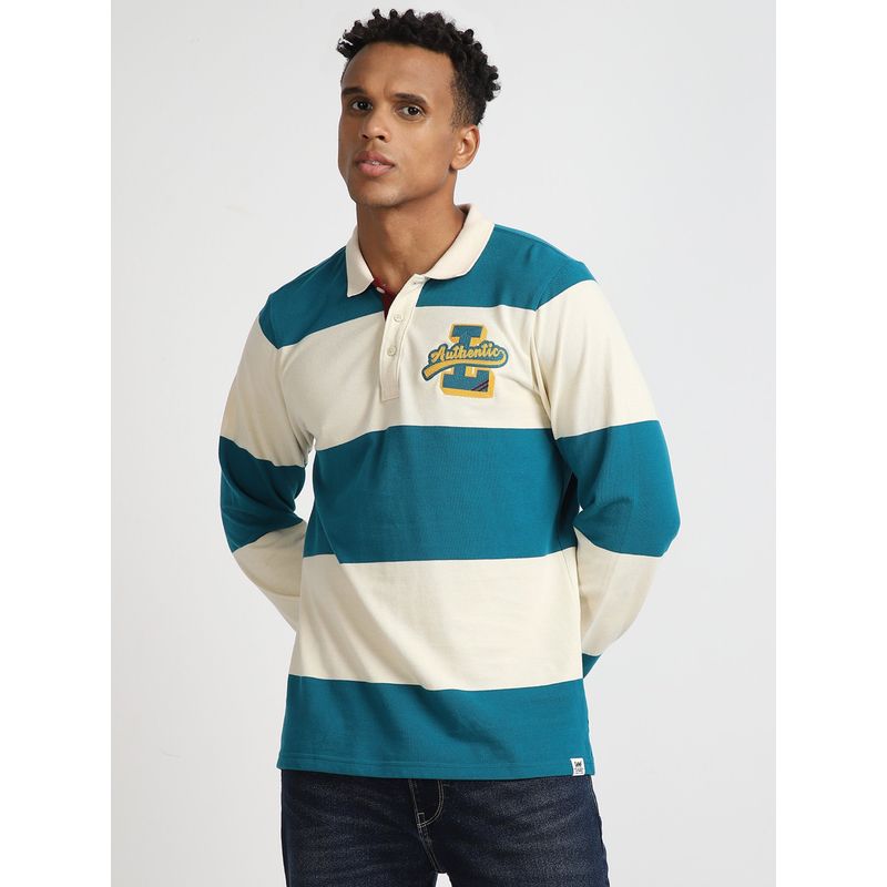 Lee Mens Striped Multi-Color Retro Collar Neck T-Shirt (Slim) (XL)