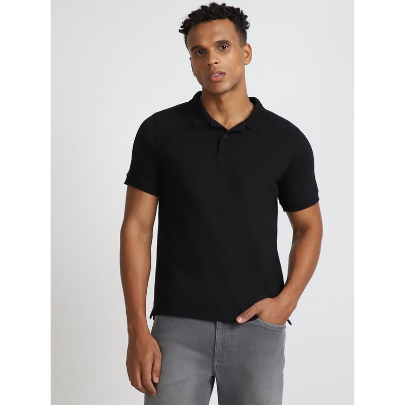 Lee Mens Solid Black Premium Polo T-Shirt (Slim) (M)