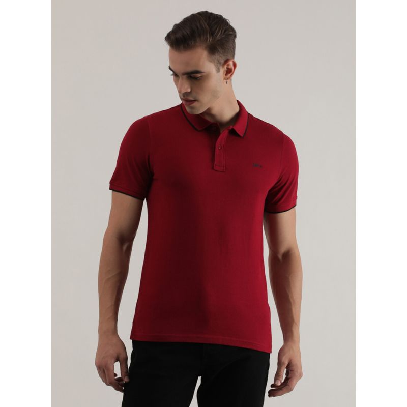 Lee Mens Solid Red Polo T-Shirt (Slim) (S)