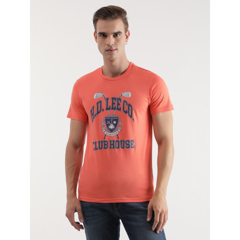 Lee Mens Graphic Print Pink Crew Neck T-Shirt (Slim) (S)