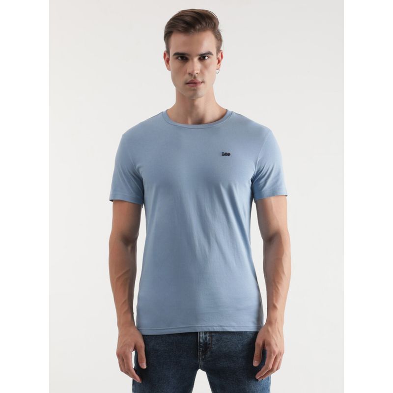 Lee Mens Solid Blue Crew Neck T-Shirt (Slim) (M)