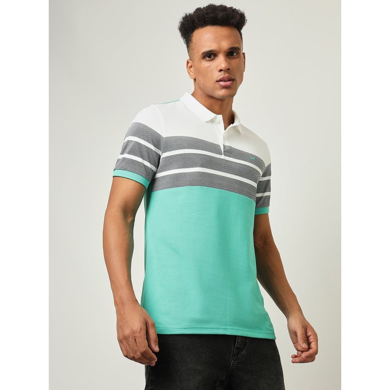 Buy Lee Mens Colorblock Green Polo T-Shirt (Slim) Online