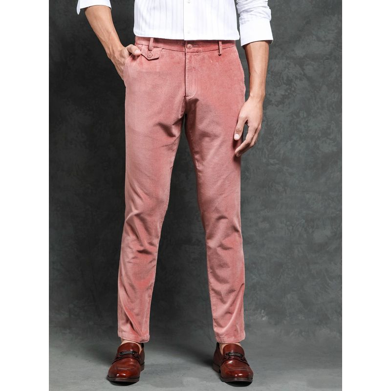 Rare Rabbit Cloy Primary Pink Solid Trousers (34)