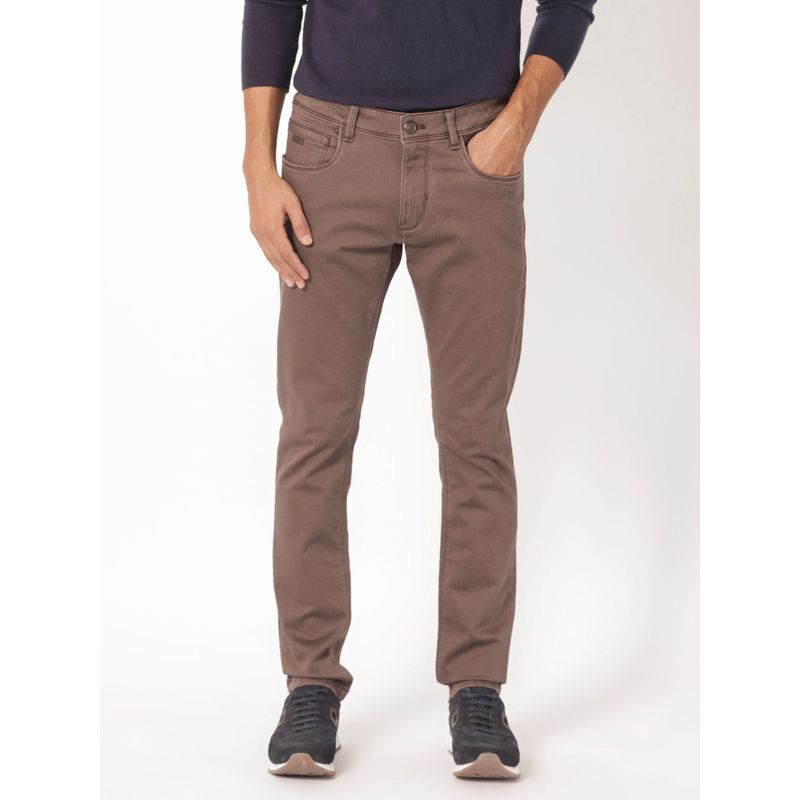 Rare Rabbit Essen Dark Brown Solid Jeans (28)