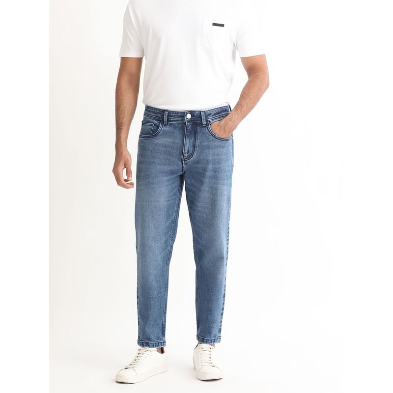 Rare Rabbit Sam Dusky Blue Solid Jeans (38)