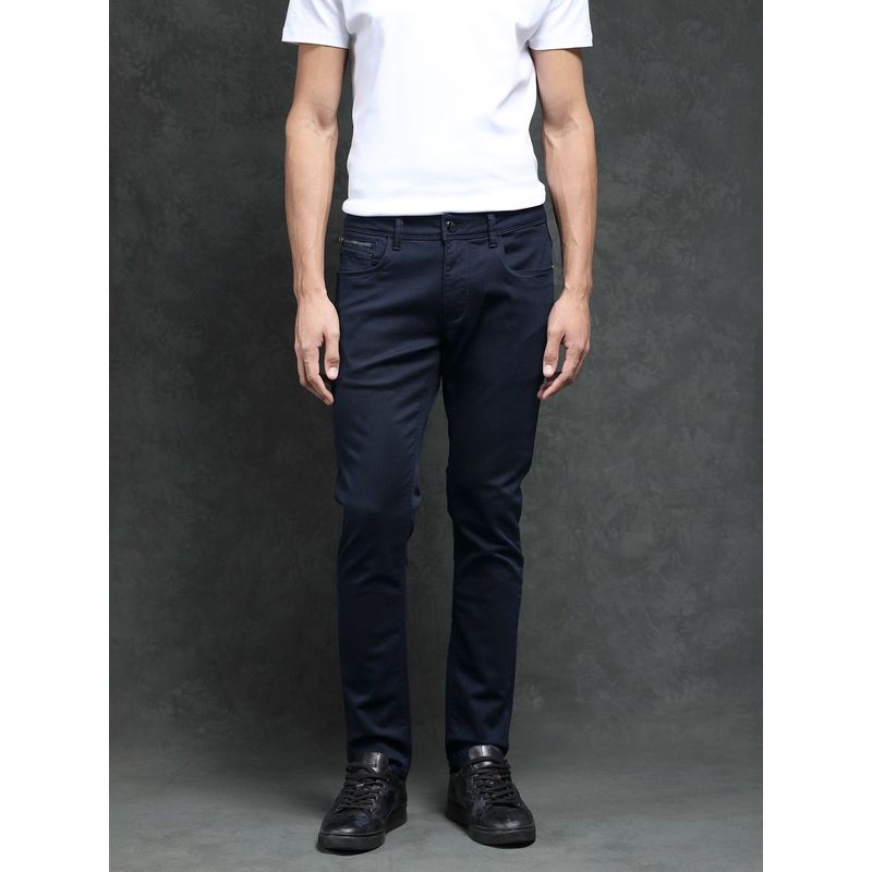 Rare Rabbit Saton Primary Navy Solid Jeans (30)