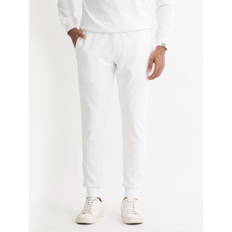 Rare Rabbit Wimble Primary White Solid Track Pant (30)
