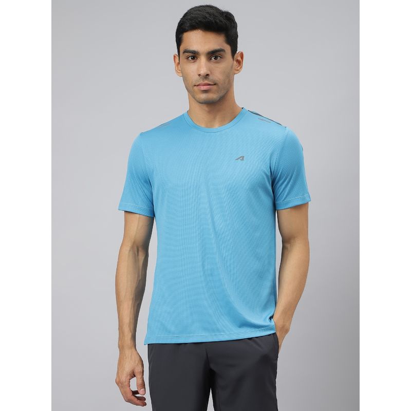Alcis Mens Blue Drytech+ Anti-Static Slim-Fit Round Neck Running T-Shirt (L)