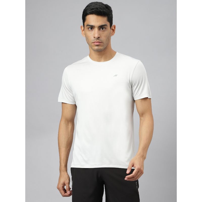 Alcis Mens White Anti-Static Soft-Touch Slim-Fit Sports for All Round Neck T-Shirt (XL)