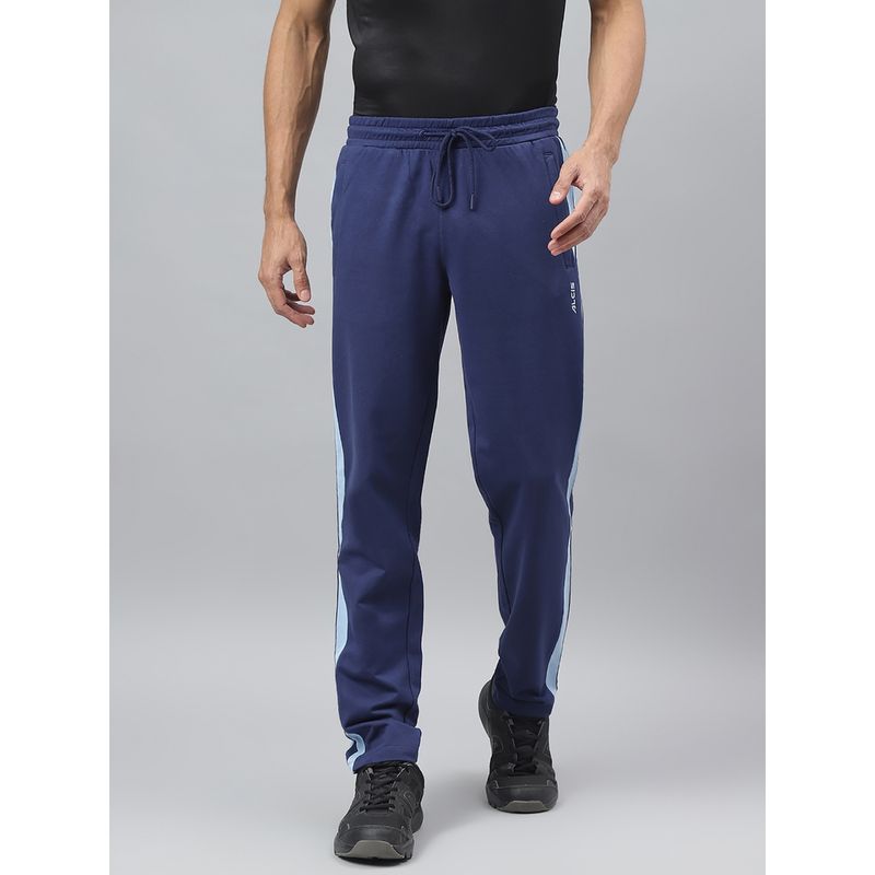 Alcis Mens Medieval Blue Anti-Static Slim-Fit Athleisure Track Pants (S)