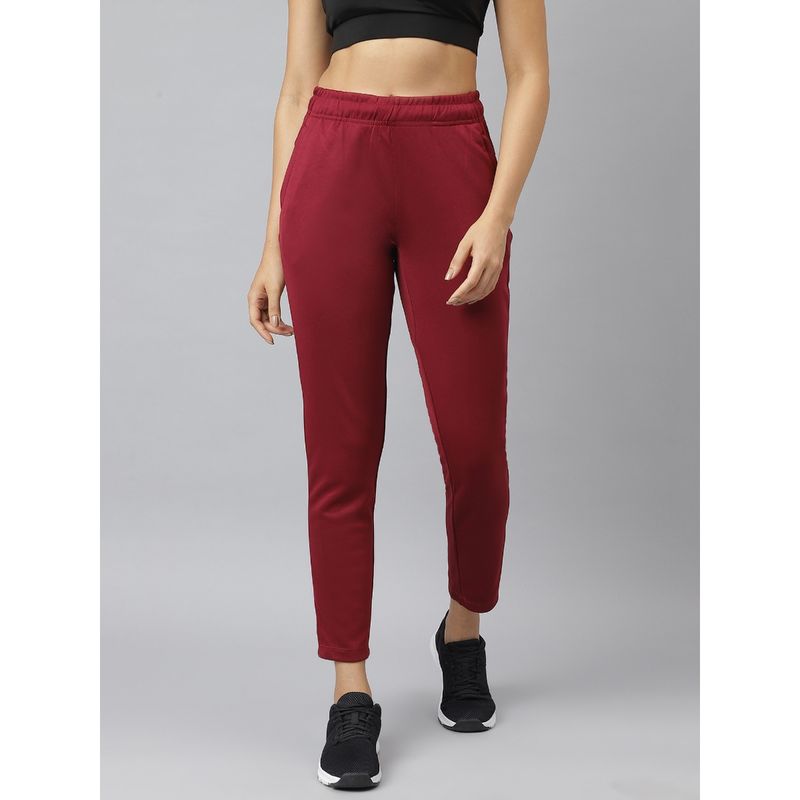 Alcis Womens Red Plum Anti-Static Soft-Touch Slim-Fit Training Track Pants (XS)