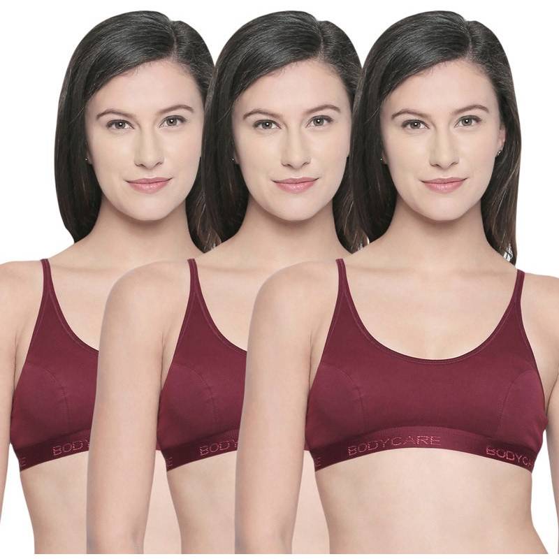 Bodycare Comfortable Sports Bra-Pack Of 3 - Maroon (32B)
