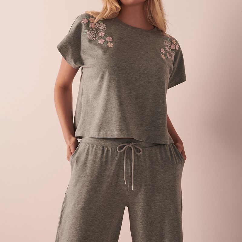 La Vie En Rose Cotton Spandex T-Shirt - Grey (XS)