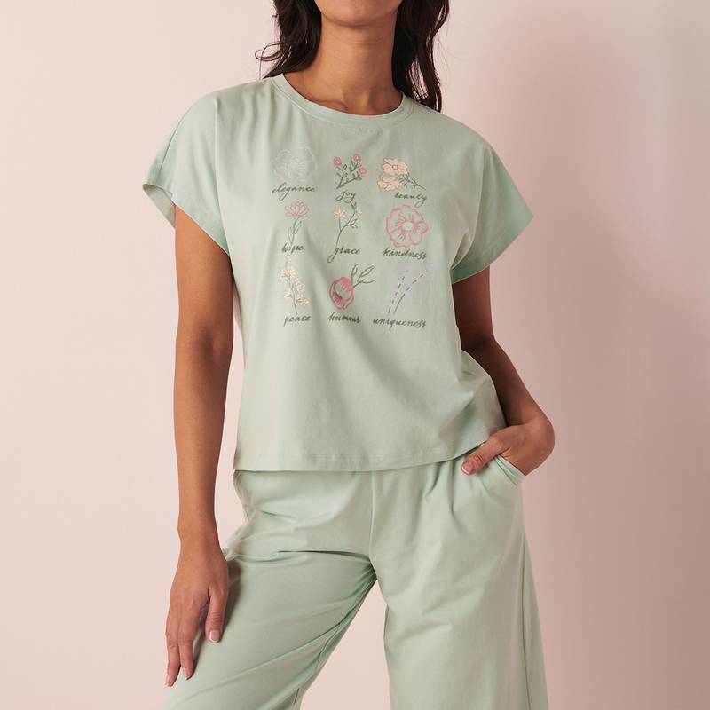 La Vie En Rose Cotton Spandex T-Shirt - Blue (XS)