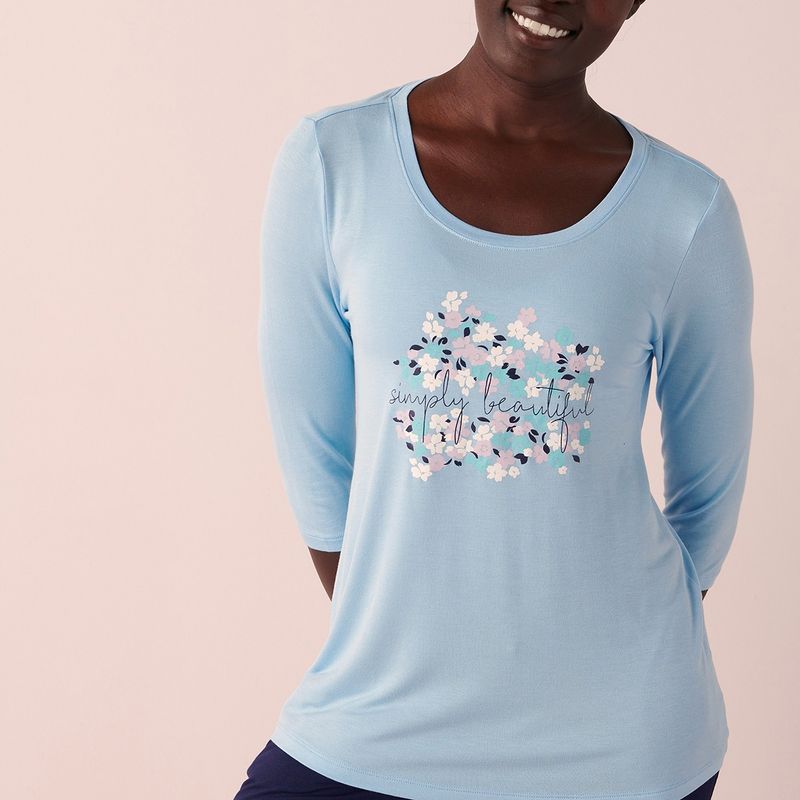 La Vie En Rose Timeless Beauty Three Fourth Sleeve - Blue (S)