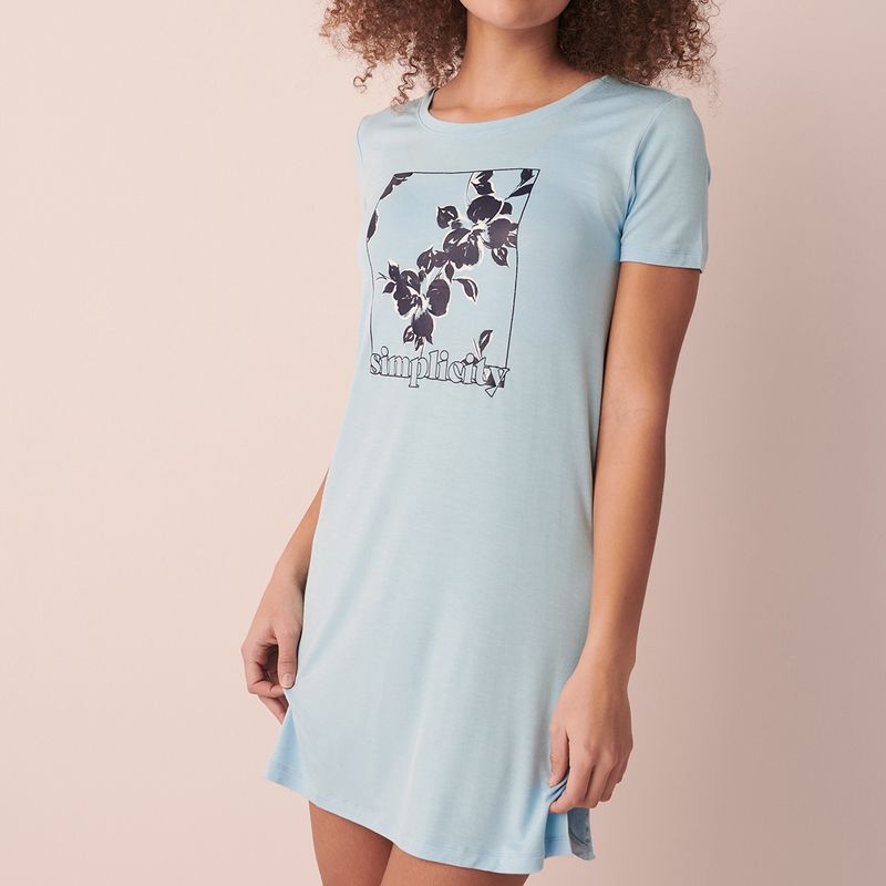 La Vie En Rose Timeless Beauty Sleepshirt Short Sleeve - Blue (XS)